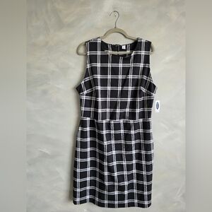 Old Navy Womens Midi Dress Sleeveless Size XL Gray Light Blue Plaid Check NWT